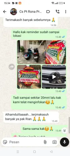 Testimonial Papan Bunga cikarang urata